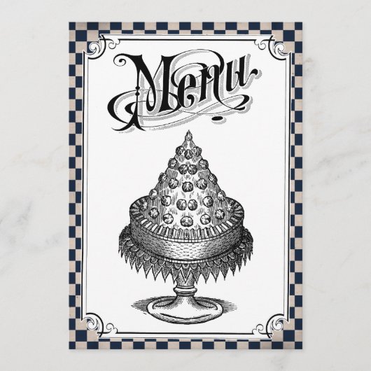 Stampunk Checkerboard Wedding Menu-kaarten Menu (Voorkant)