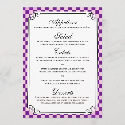 Stampunk Checkerboard Wedding Menu-kaarten Menu (Achterkant)