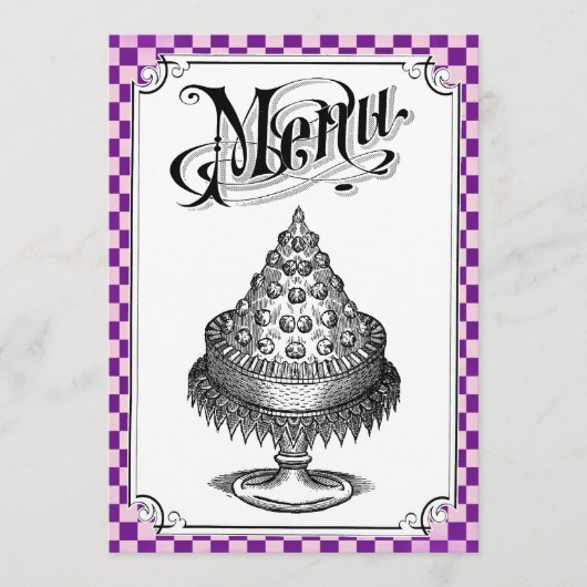 Stampunk Checkerboard Wedding Menu-kaarten Menu (Voorkant)