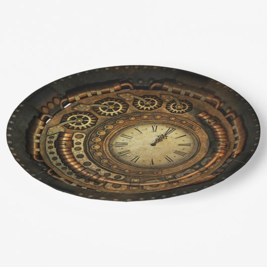 Stampunk Clock Wegwerppapier Borden Papieren Bordje (Gekanteld)