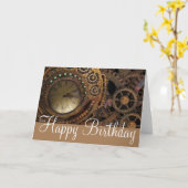 Stampunk Gears & Cogs Birthday Kaart (Gele Bloem)