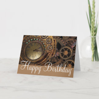 Stampunk Gears & Cogs Birthday Kaart