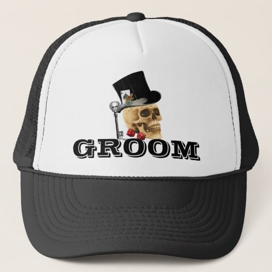 Stampunk gothic gobling skull-groet trucker pet (Voorkant)