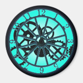 Stampunk gothische ijronwork klok met zichtbaar ta magneet (Voorkant)