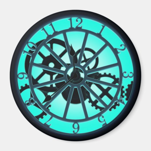 Stampunk gothische ijronwork klok met zichtbaar ta magneet (Voorkant)