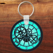 Stampunk gothische ijronwork klok met zichtbaar ta sleutelhanger (Voorkant)