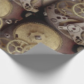 Stampunk - industrieel klokhuis - wrap / kraftpapi cadeaupapier (Hoek)