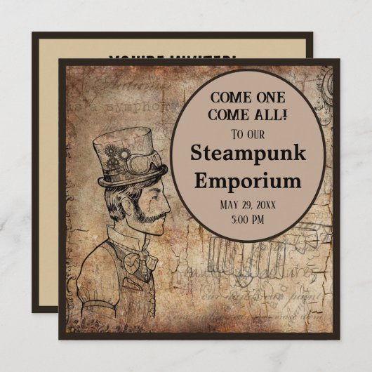 Stampunk Inventor Top Hat Personalized Event Kaart (Voorkant / Achterkant)
