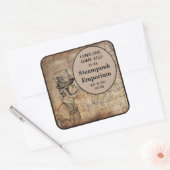 Stampunk Inventor Top Hat Personalized Event Vierkante Sticker (Envelop)