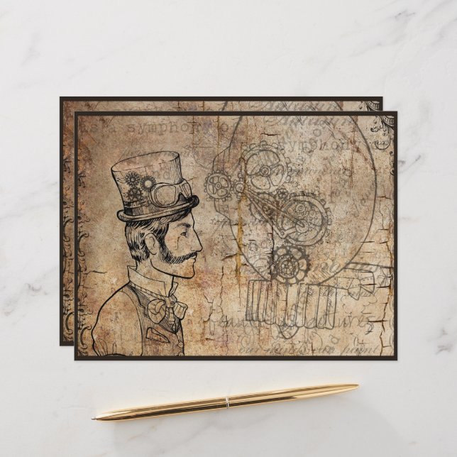 Stampunk Inventor Top Hat Scientist Clockwork (Voorkant / Achterkant in situ)