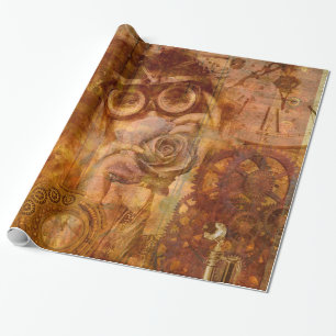 Stampunk Roos — Verpakkingspapier Cadeaupapier