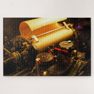 Stampunk-schrijfmachine puzzel legpuzzel
