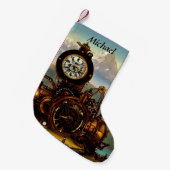 Stampunk Time Machine in Swiss Alps Personalized Kleine Kerstsok (Voorkant (Hangend))