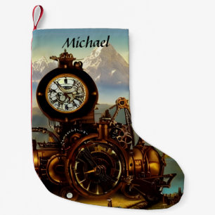Stampunk Time Machine in Swiss Alps Personalized Kleine Kerstsok