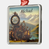 Stampunk Time Machine in Swiss Alps Personalized Metalen Ornament (Links)