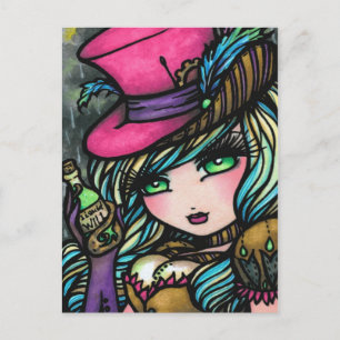 Stampunk top-hat potion Fairy Fantasy Art Girl Briefkaart