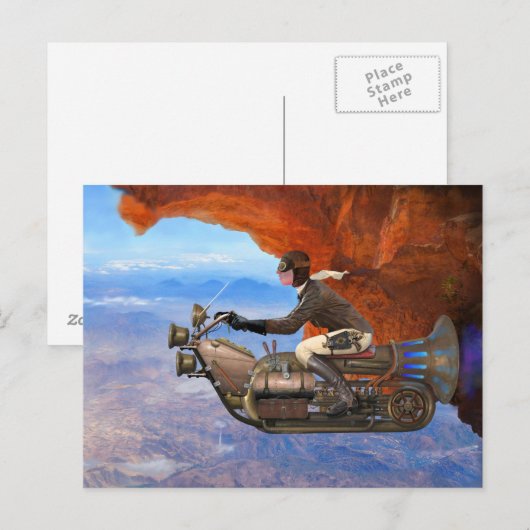 Stampunk-vliegmachine Briefkaart (Voorkant / Achterkant)