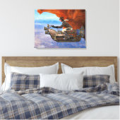 Stampunk-vliegmachine Canvas Afdruk (Insitu (Slaapkamer))