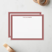Stamroze maroon-grenzen toevoegen Jouw naam Notitiekaartje (Voorkant / Achterkant in situ)
