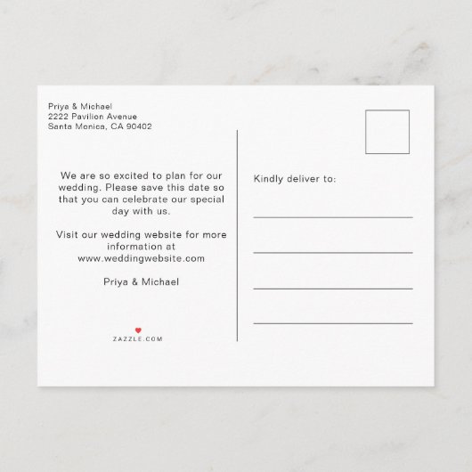 Stamroze Waterverf-spiegel, datum opslaan Aankondigingskaart (Achterkant)