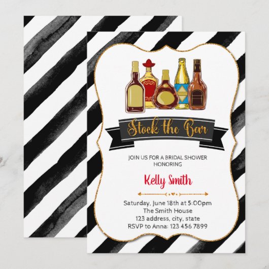 Stamt de uitnodiging van de bar de douchepartij in (Voorkant / Achterkant)