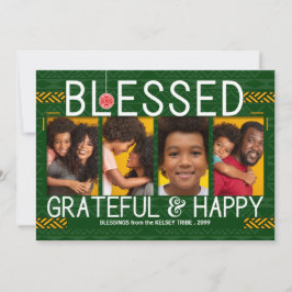 Stamthema Vakantie Gezegend en Gelukkig 4 Foto Feestdagenkaart