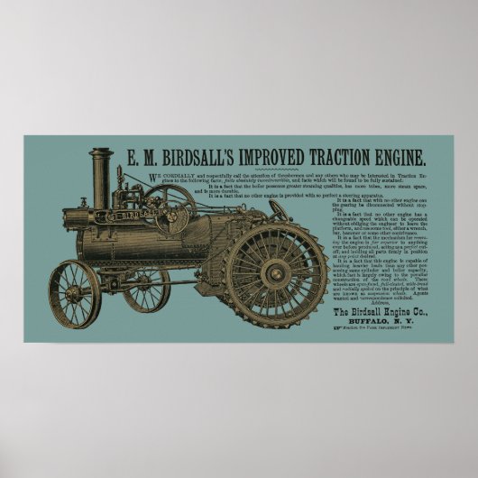 Stamtractiemotor 1889 voor Boerderij van Birdsall Poster (Voorkant)