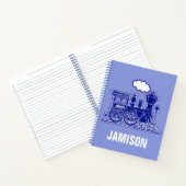 Stamtrein grafisch in blauw met aangepaste naam notitieboek (Binnen)