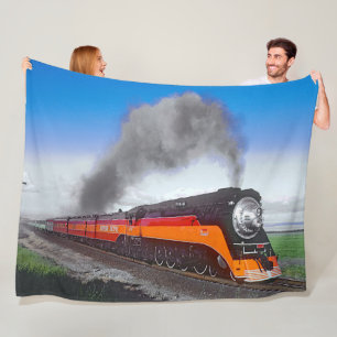 Stamtreinemotor Locomotief SP449 zwart Sinaasappel Fleece Deken