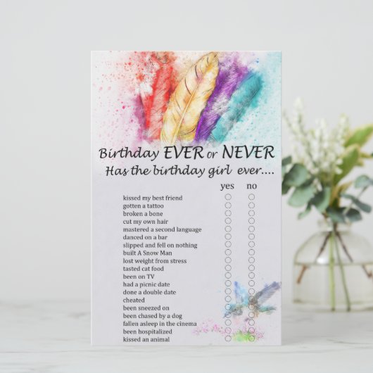 Stamvereer verjaardag ooit of nooit spel (Staand voorkant)