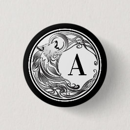 Stamwolf - gearceerd monogram ronde button 3,2 cm