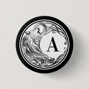 Stamwolf - gearceerd monogram ronde button 3,2 cm