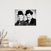 Stan Laurel en Oliver Hardy BW  D1 Poster (Keuken)