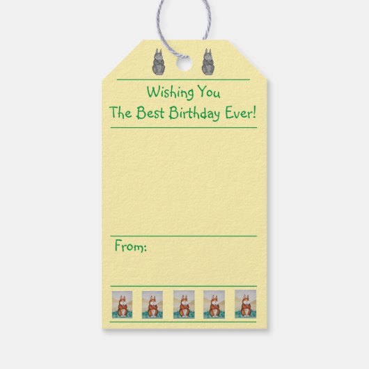 Stand alone afbeelding van schattig bruin konijntj cadeaulabel (Achterkant)