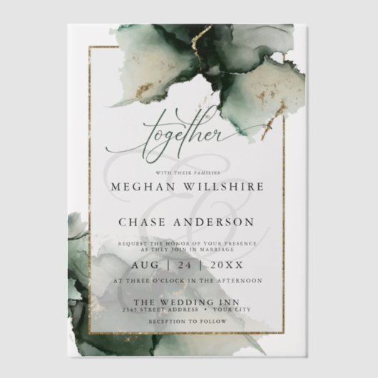 Stand-alone moderne salie groene vellum uitnodigin vellum uitnodigingen (Voorkant)