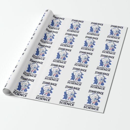 Stand Back - Aardige Kattenwetenschapper Experimen Cadeaupapier (Uitgerold)