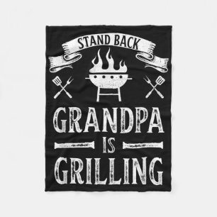 Stand back opa is grillen BBQ barbecue vader Fleece Deken