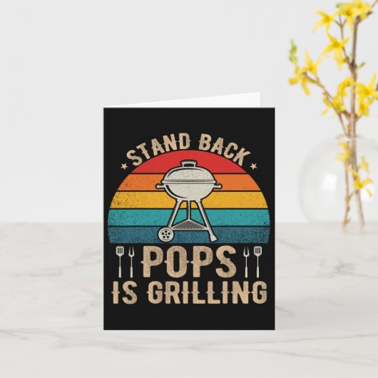 Stand Back Poppen is het grillen BBQ minnaar Vader Kaart (Gele Bloem)