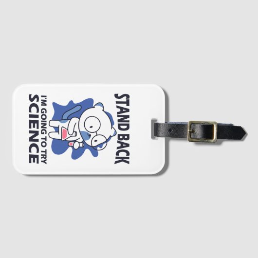 Stand Back - Schattige kattenwetenschapper experim Bagagelabel (Voorkant (horizontaal))