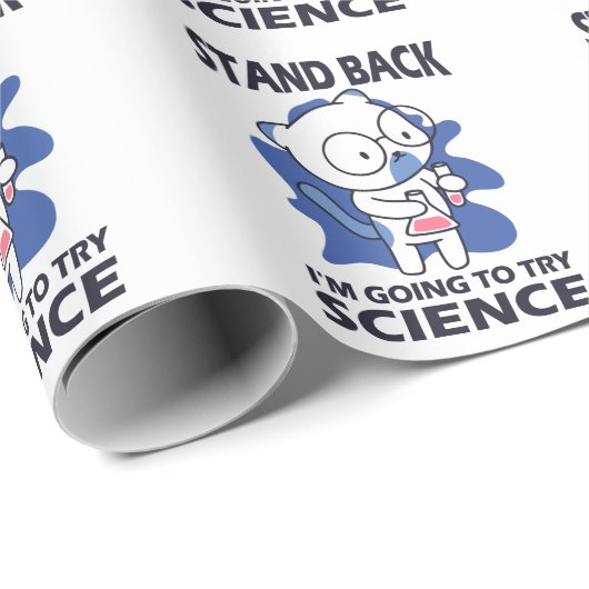 Stand Back - Schattige kattenwetenschapper experim Cadeaupapier (Rol Hoek)