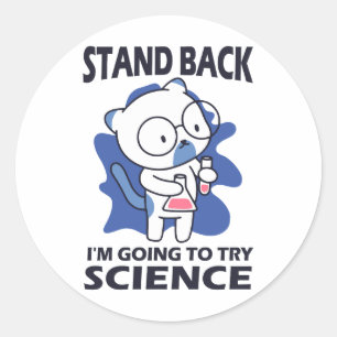 Stand Back - Schattige kattenwetenschapper experim Ronde Sticker