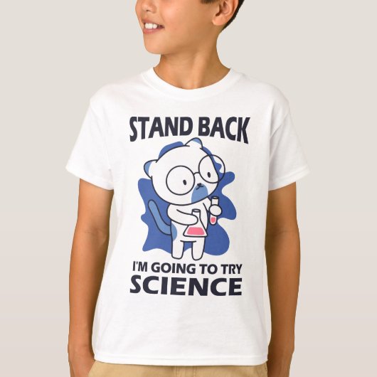 Stand Back - Schattige kattenwetenschapper experim T-shirt (Voorkant)