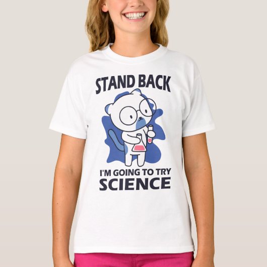 Stand Back - Schattige kattenwetenschapper experim T-shirt (Voorkant)