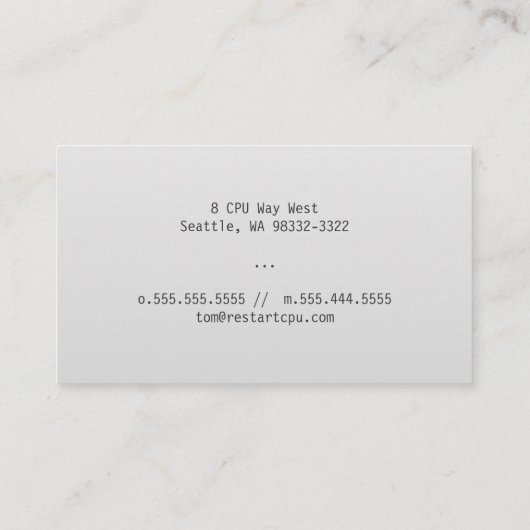 Stand-by op verloop visitekaartje (Achterkant)