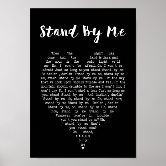 Stand-by-stand zwarte wand Kunst Song Lyric Print (Voorkant)