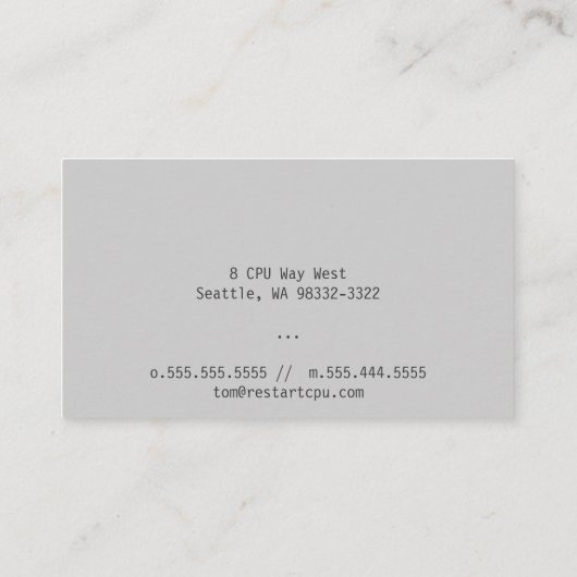 Stand-by Visitekaartje (Achterkant)