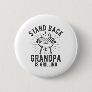 Stand Byck Opa is BBQ-minnaar Vaders D aan het gri Ronde Button 5,7 Cm