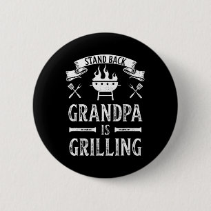 Stand CK Opa is BBQ Reddingsvaders Dag aan het gri Ronde Button 5,7 Cm