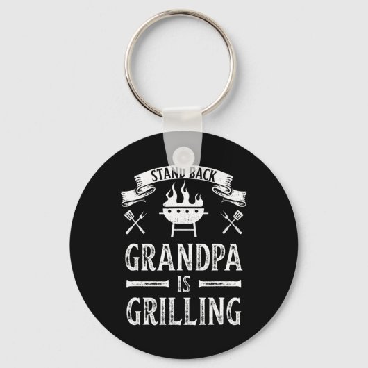 Stand CK Opa is BBQ Reddingsvaders Dag aan het gri Sleutelhanger (Voorkant)
