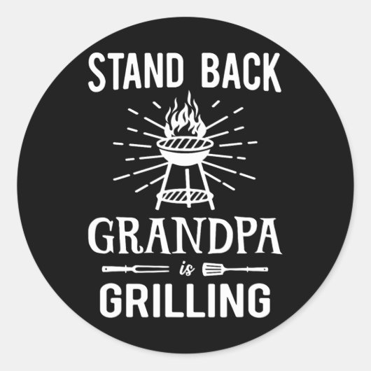Stand CK Opa is het grillen van grappige BBQ Reddi Ronde Sticker (Voorkant)